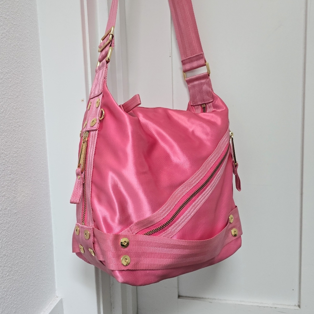 Juicy Couture Vintage Y2K Large Satin Shoulder Bag in Bubblegum Pink
